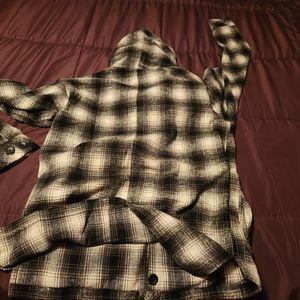 YoungLA xl flannel hoodie xl grey/white/black nwt